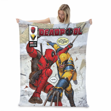 Deadpool & Wolverine Marvel Studios Best Bubs Silk Throw Blanket